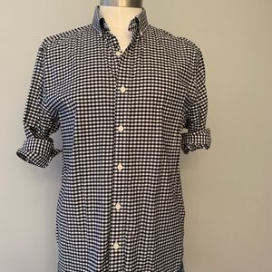 Untuckit navy gingham button down